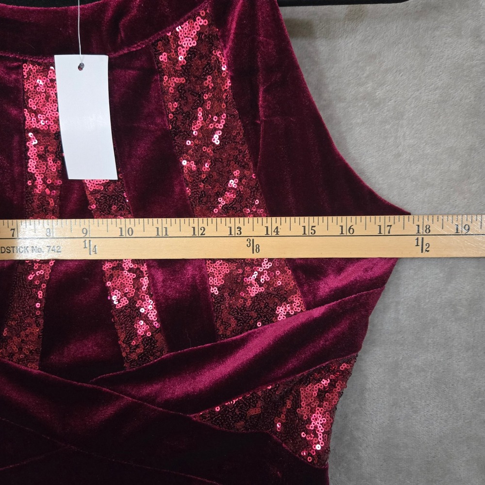 Candalite Petite Burgundy Velvet Sequin Holiday Dress PL Whimsigoth Formal‎ - Picture 6 of 9